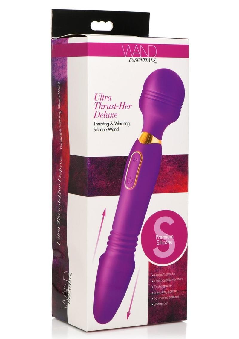 Wand Essential Ultra Thrust-Her Deluxe Rechargeable Silicone Thrusting and Vibrating Wand - Purple