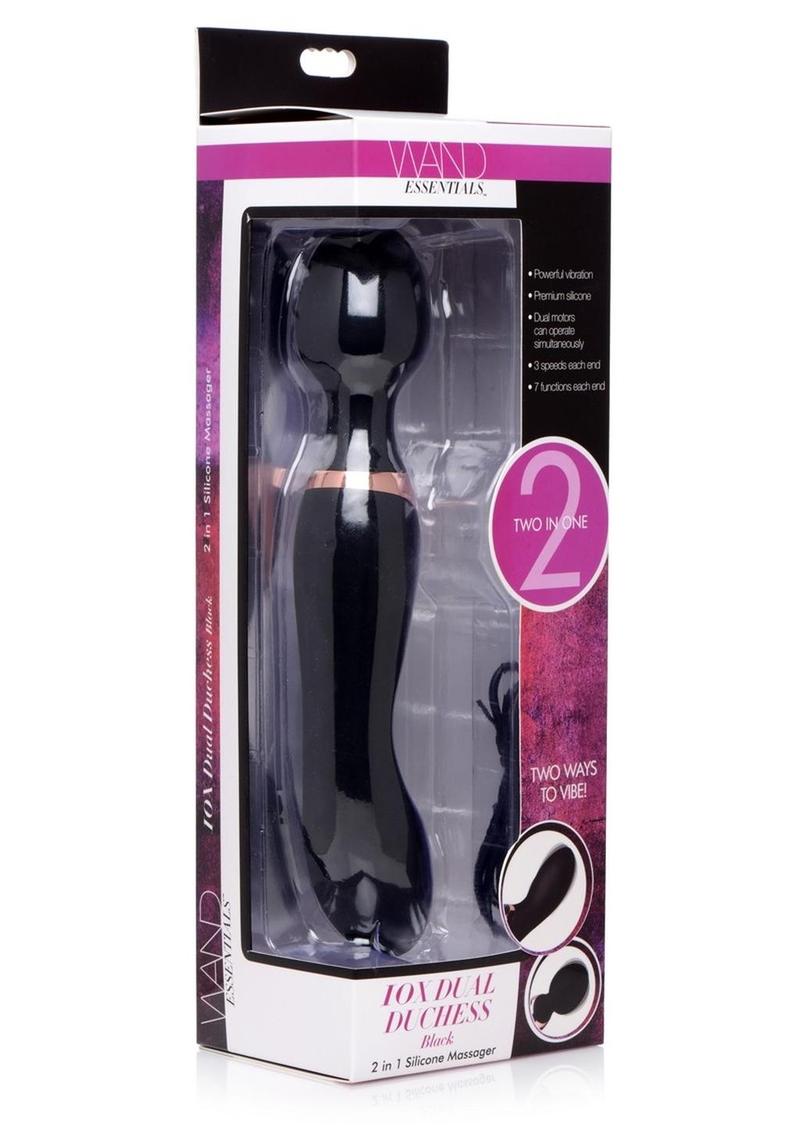 Wand Essentials Double Silicone Vibrating Wand Massager - Black