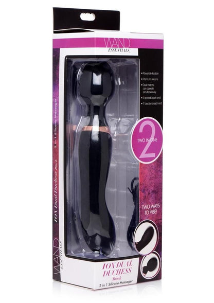 Wand Essentials Double Silicone Vibrating Wand Massager - Black