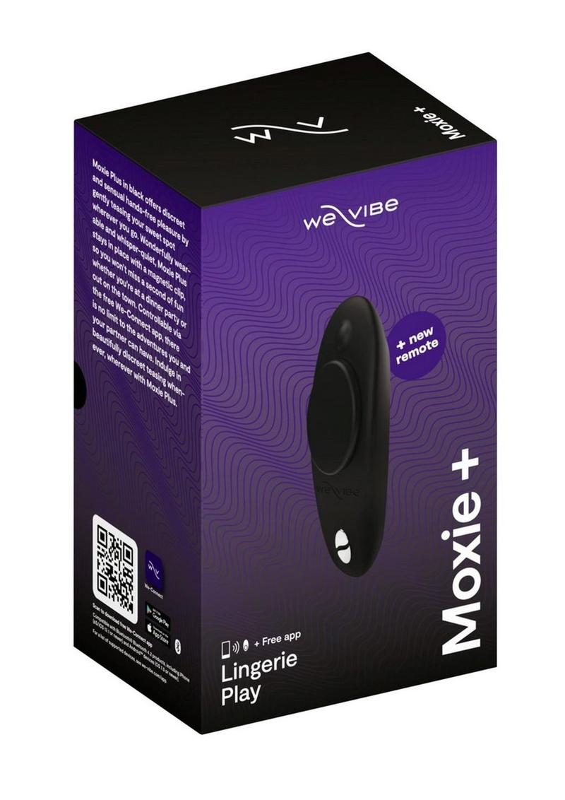 We-Vibe Moxie+ Wearable Rechargeable Silicone Panty Vibe Clitoral Stimulator with Remote - Black