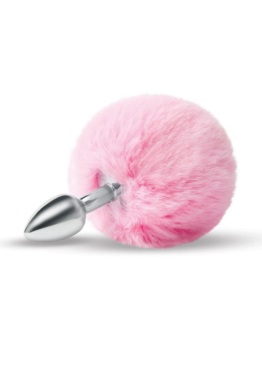 WhipSmart Fluffy Bunny Metal Plug with Tail - Metal/Pink - 2.5in