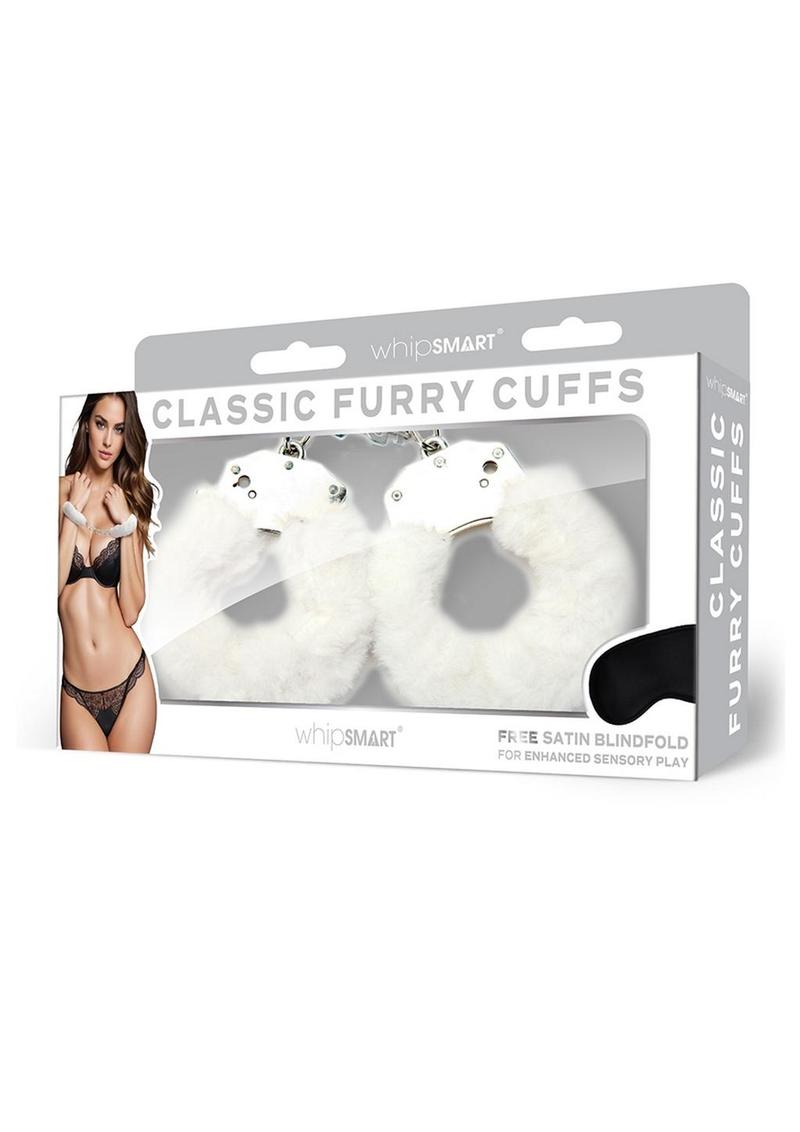 WhipSmart Furry Cuffs with Eye Mask - White