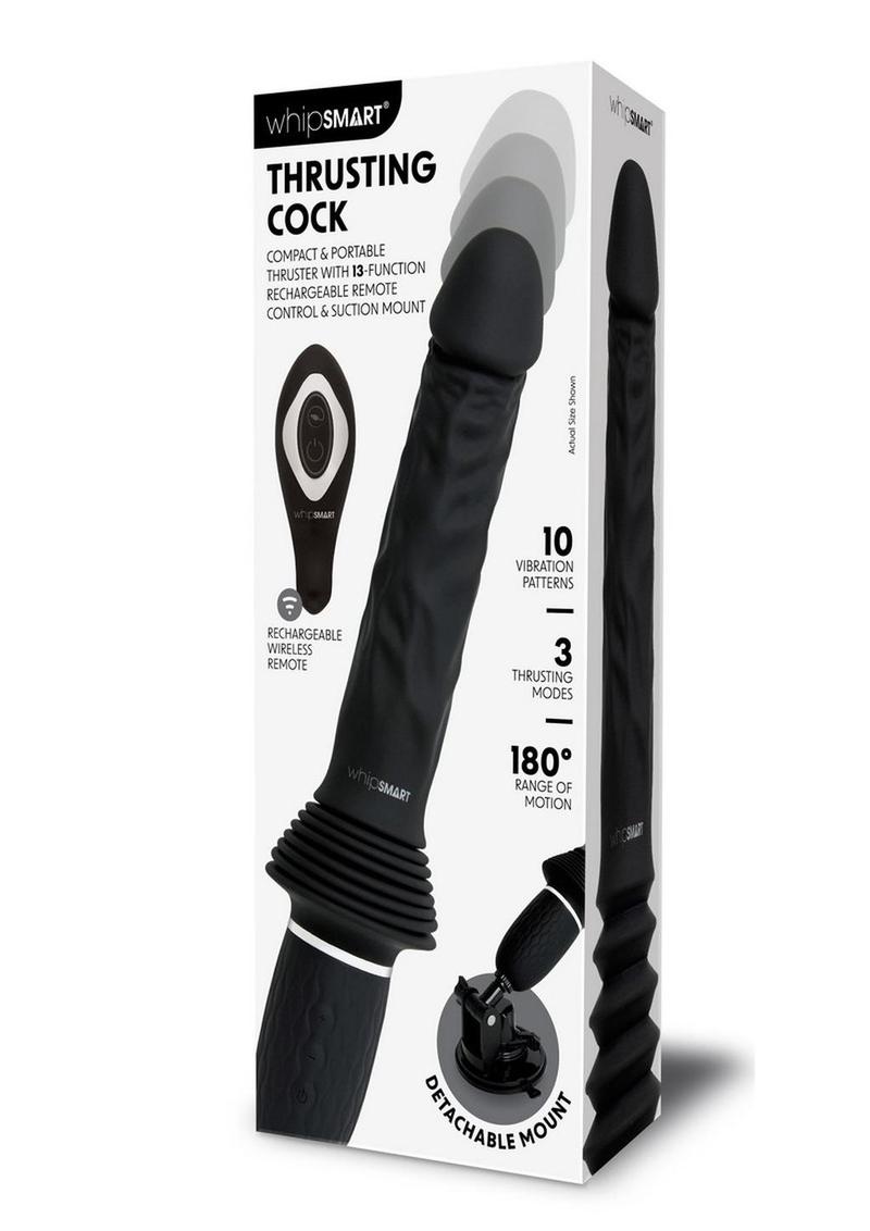 WhipSmart Thrusting Rechargeable Silicone Cock with Remote - Black