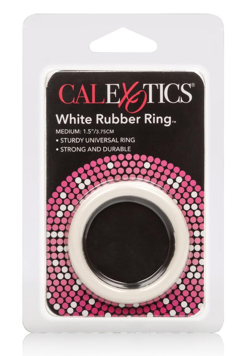 White Rubber Cock Ring - White - Medium