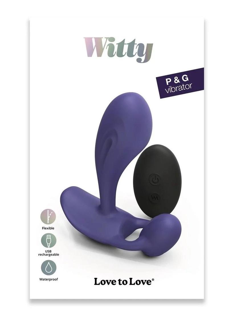 Witty Rechargeable Silicone Vibrator with Clitoral Stimulator - Blue/Midnight Indigo