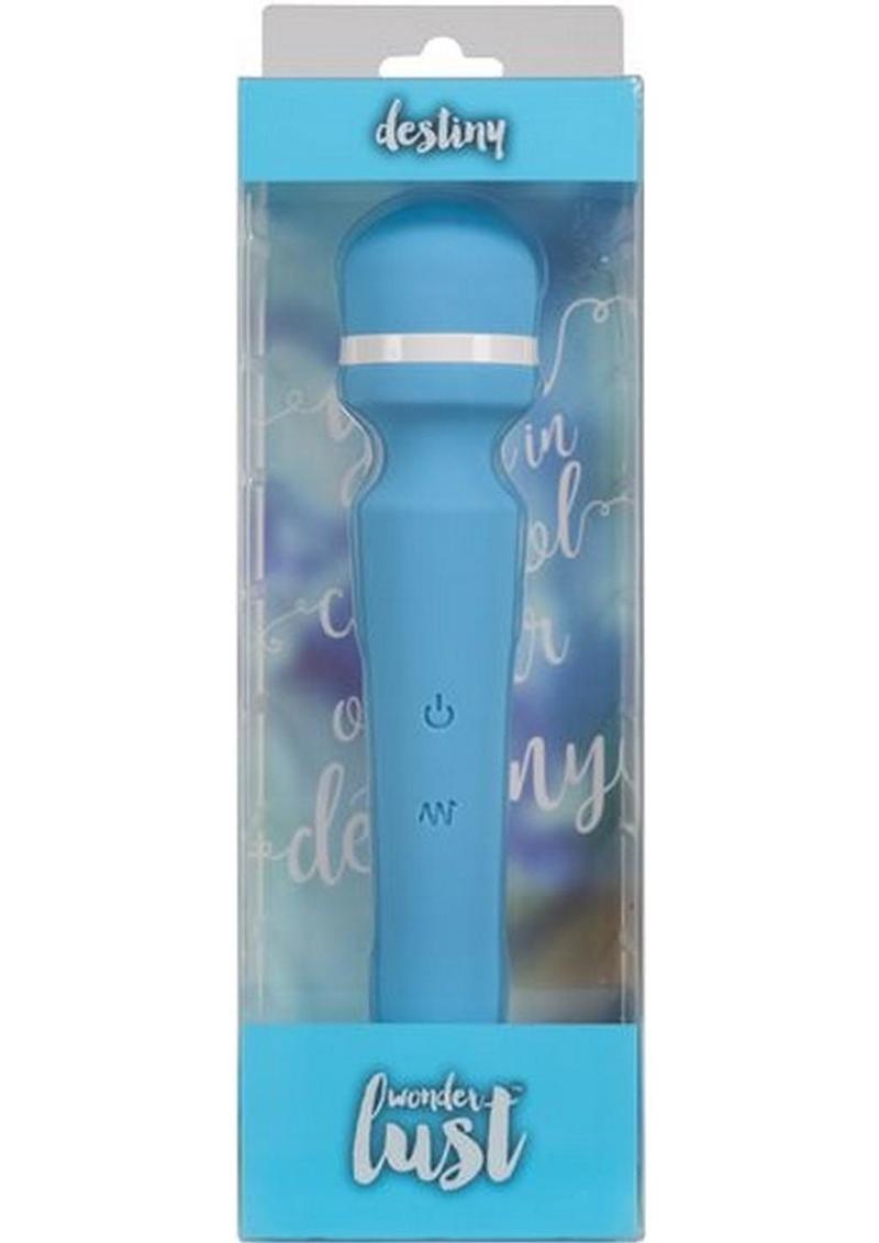 Wonderlust Destiny Silicone Rechargeable Wand Massager - Blue