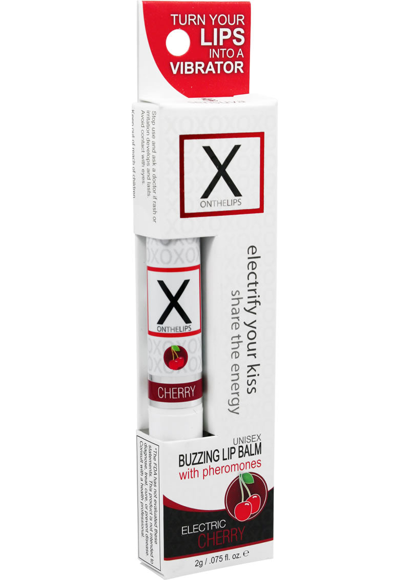 X On The Lips Buzzing Lip Balm with Pheromones Electric Cherry Flavor - .75oz