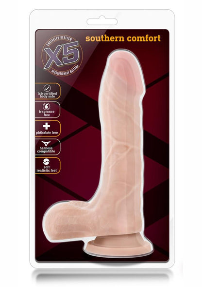 X5 Southern Comfort Dildo with Balls - Vanilla - 8.5in