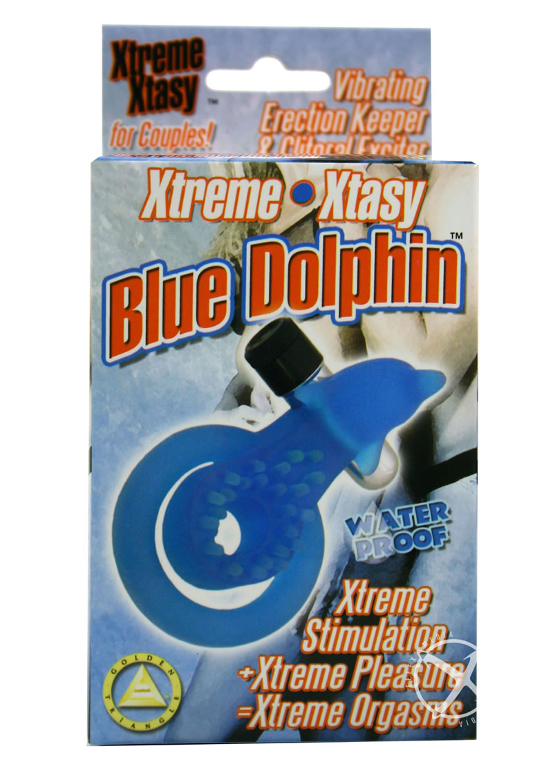 Xtreme Xtasy - Blue Dolphin Vibrating Cock Ring - Blue