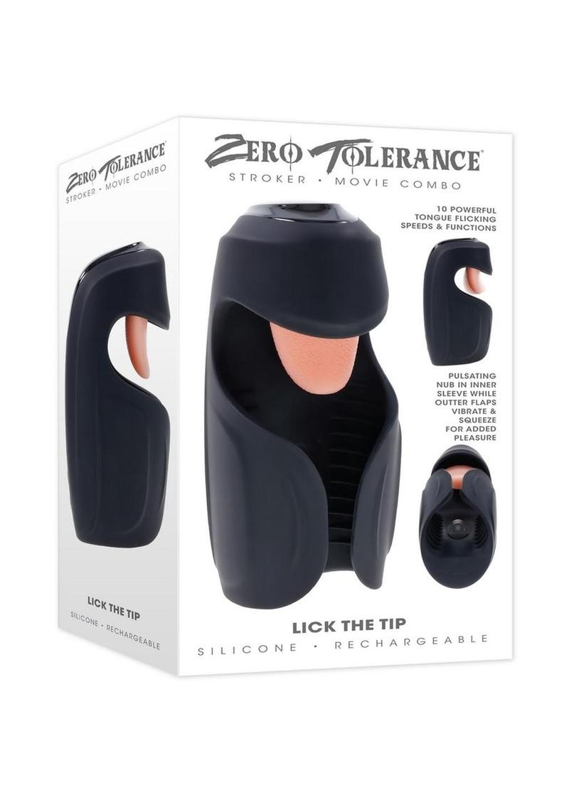 Zero Tolerance Lick The Tip Rechargeable Silicone Mouth Masturbator - Black