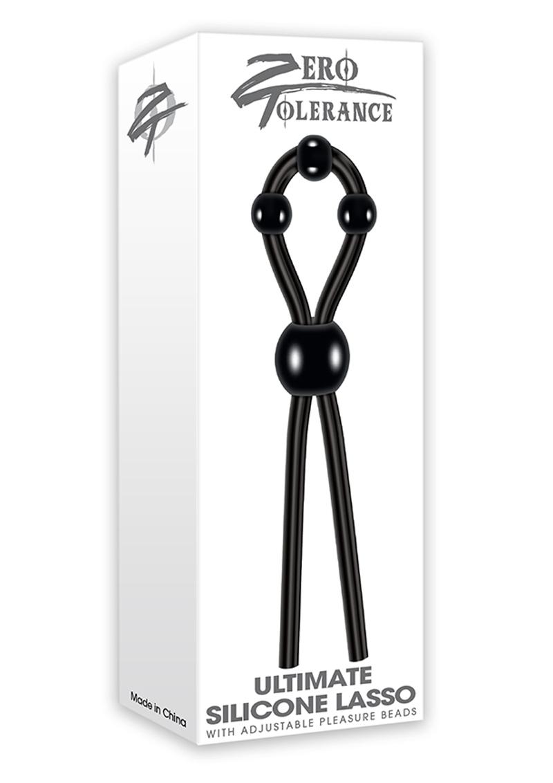 Zero Tolerance Ultimate Silicone Lasso with Adjustable Pleasure Beads - Black