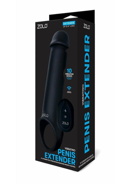 ZOLO Vibrating Remote Control Silicone Rechargeable Penis Extender Strap-On - Black